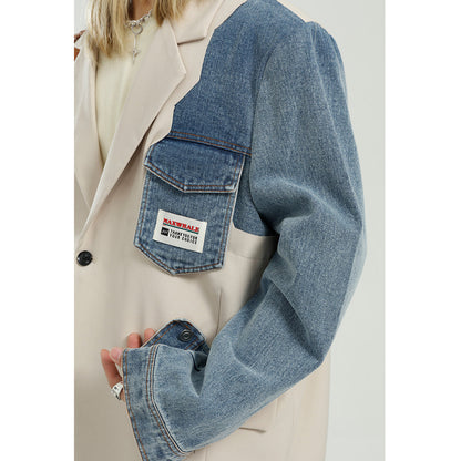 Denim Stitching Blazer