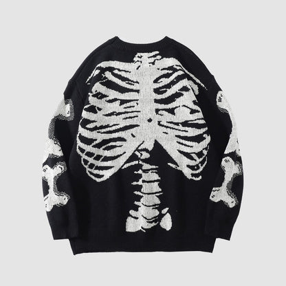 Skeleton Print Knitted Sweater