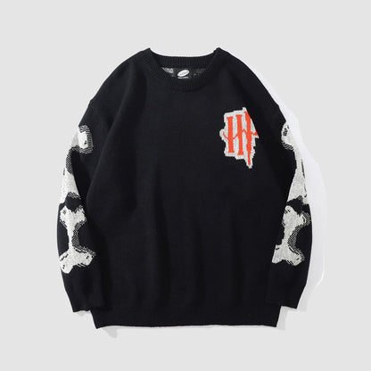 Skeleton Print Knitted Sweater