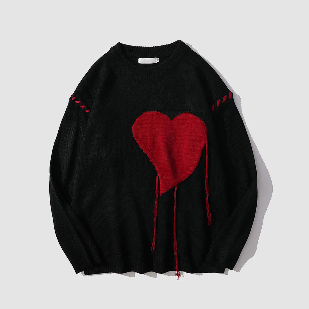 Heart Patch Embroidery Sweater