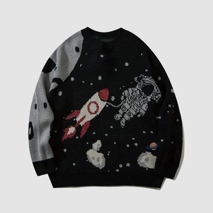 Astronaut Pattern Knitted Sweater