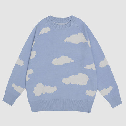 Clouds Print Knitted Sweater