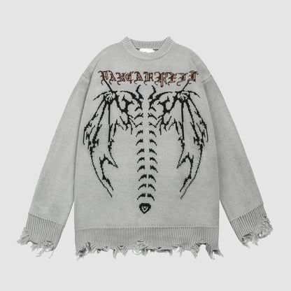 Skeleton Ripped Hem Sweater