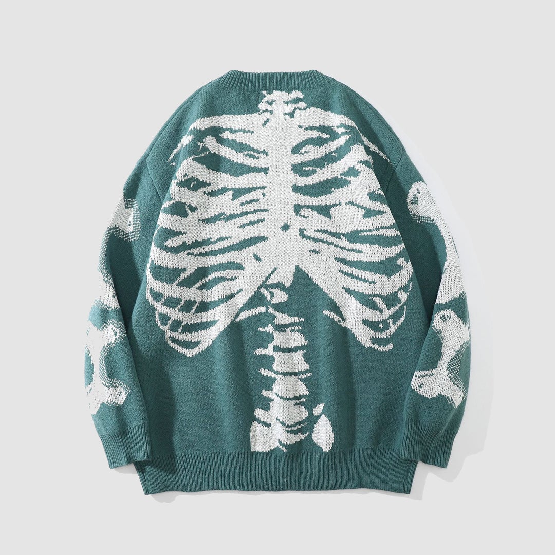 Skeleton Print Knitted Sweater