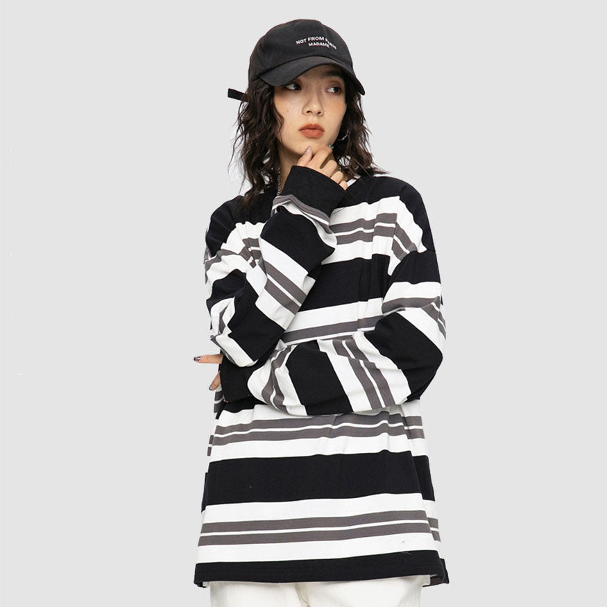 Color Contrast Striped Sweatshirt