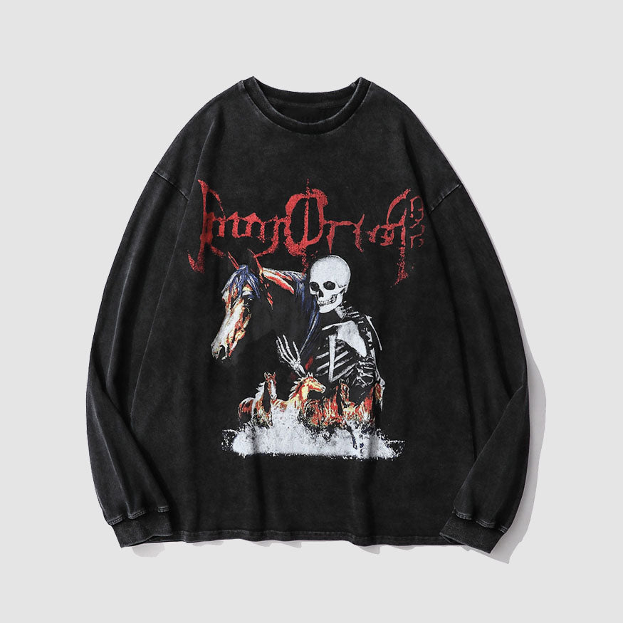 Skeleton Devil Print Sweatshirt